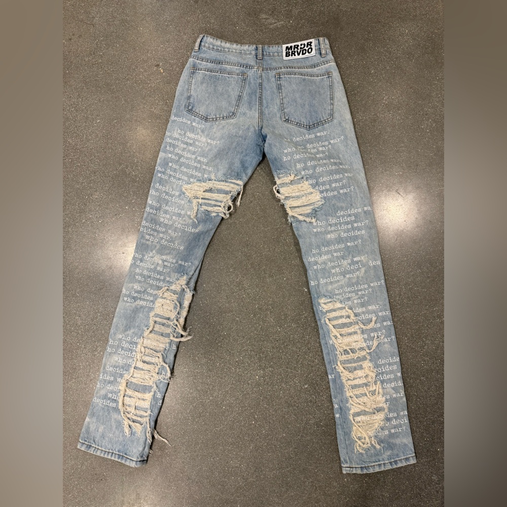 Who Decides War Men’s Light blue embroidered denim